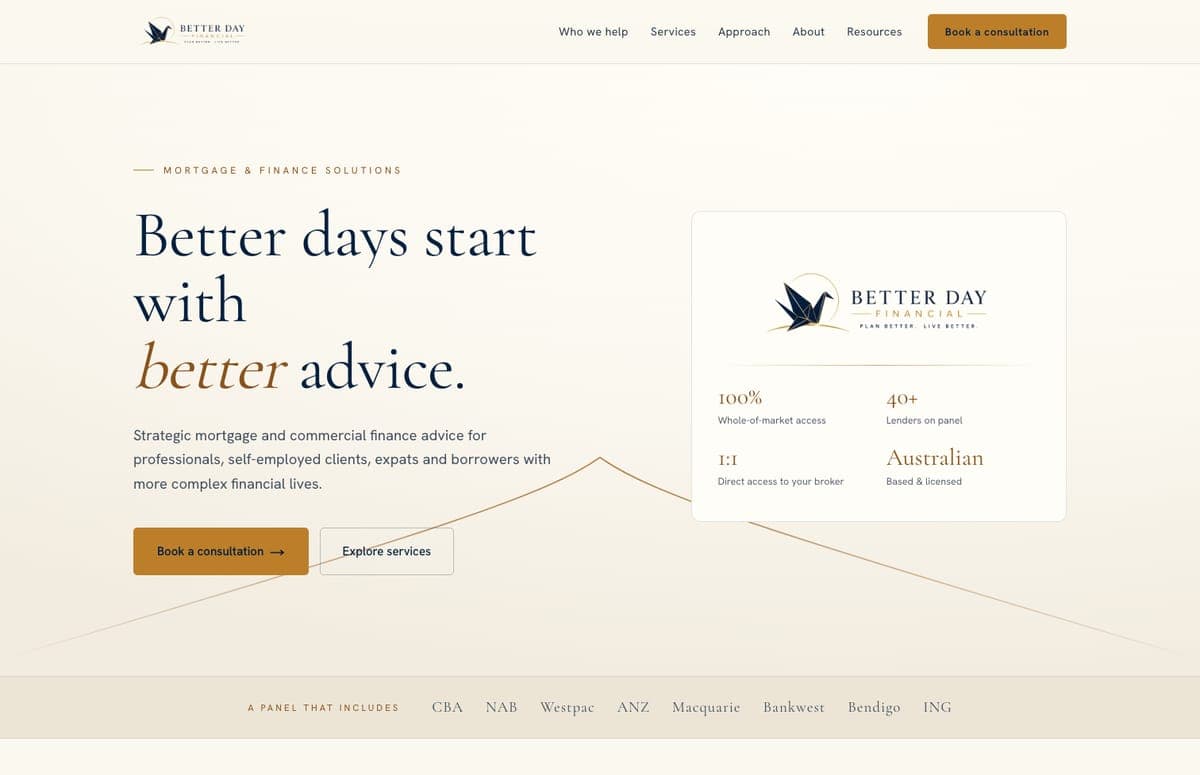 Better Day Financial mobile website